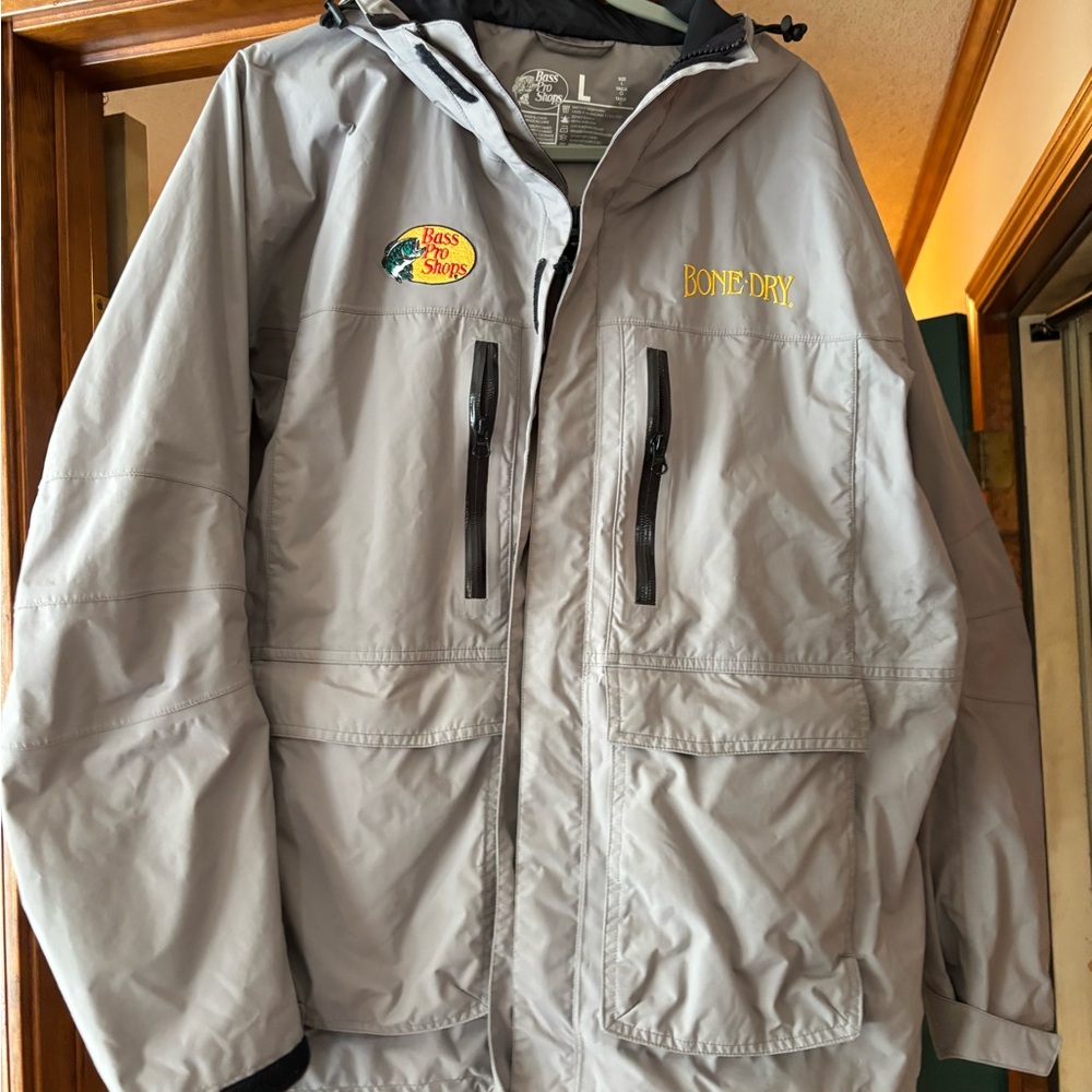 Bass Bone Dry Light Gray Hooded Waterproof Raincoat